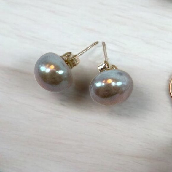 Vintage Bundle Lot of 4 Faux Pearls Pierced Earrings Ivory, Green & Greys *read* - Picture 5 of 5